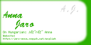 anna jaro business card